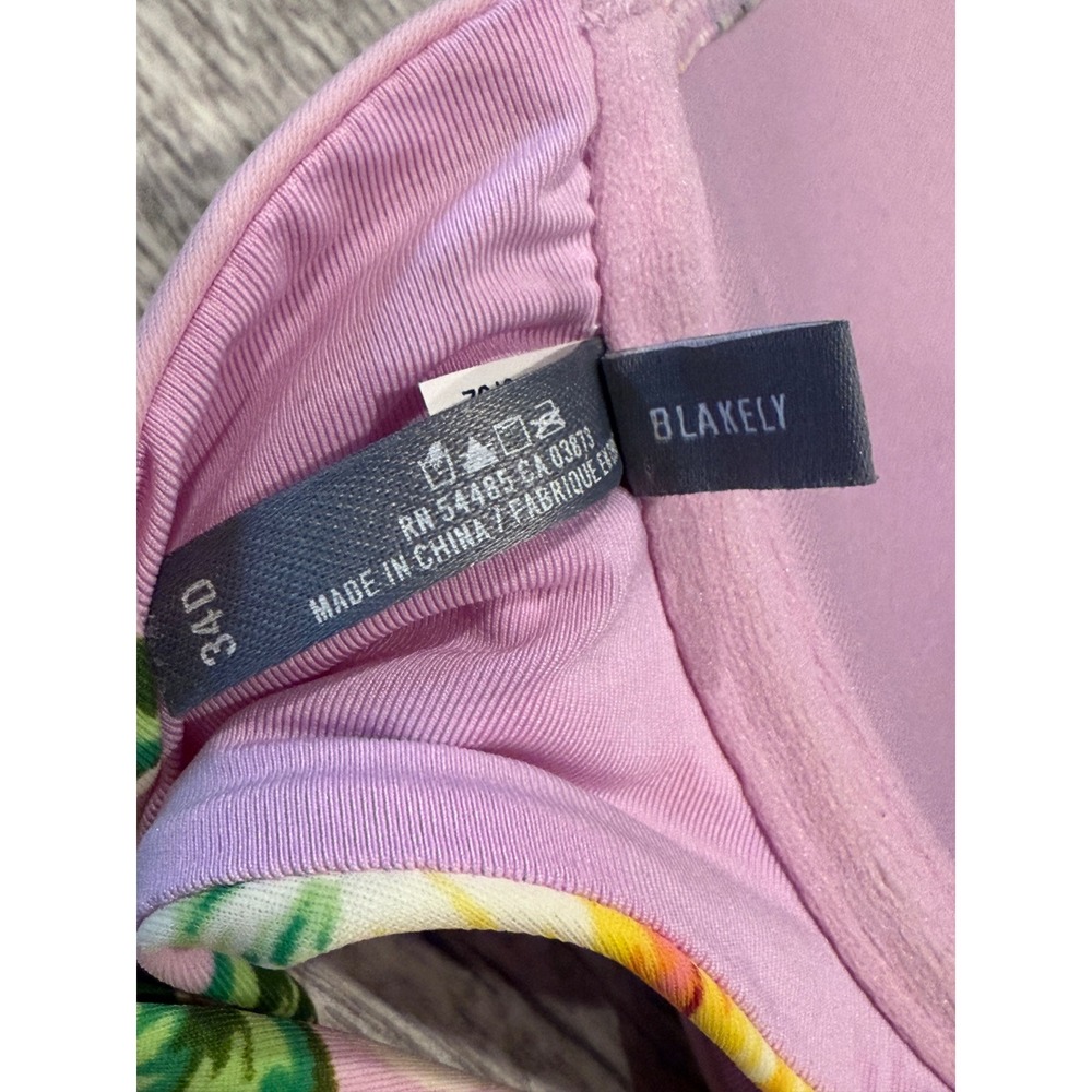 Aerie Blakely Floral Bikini Top 34D Halter Tie Padded Swim - Picture 3 of 4